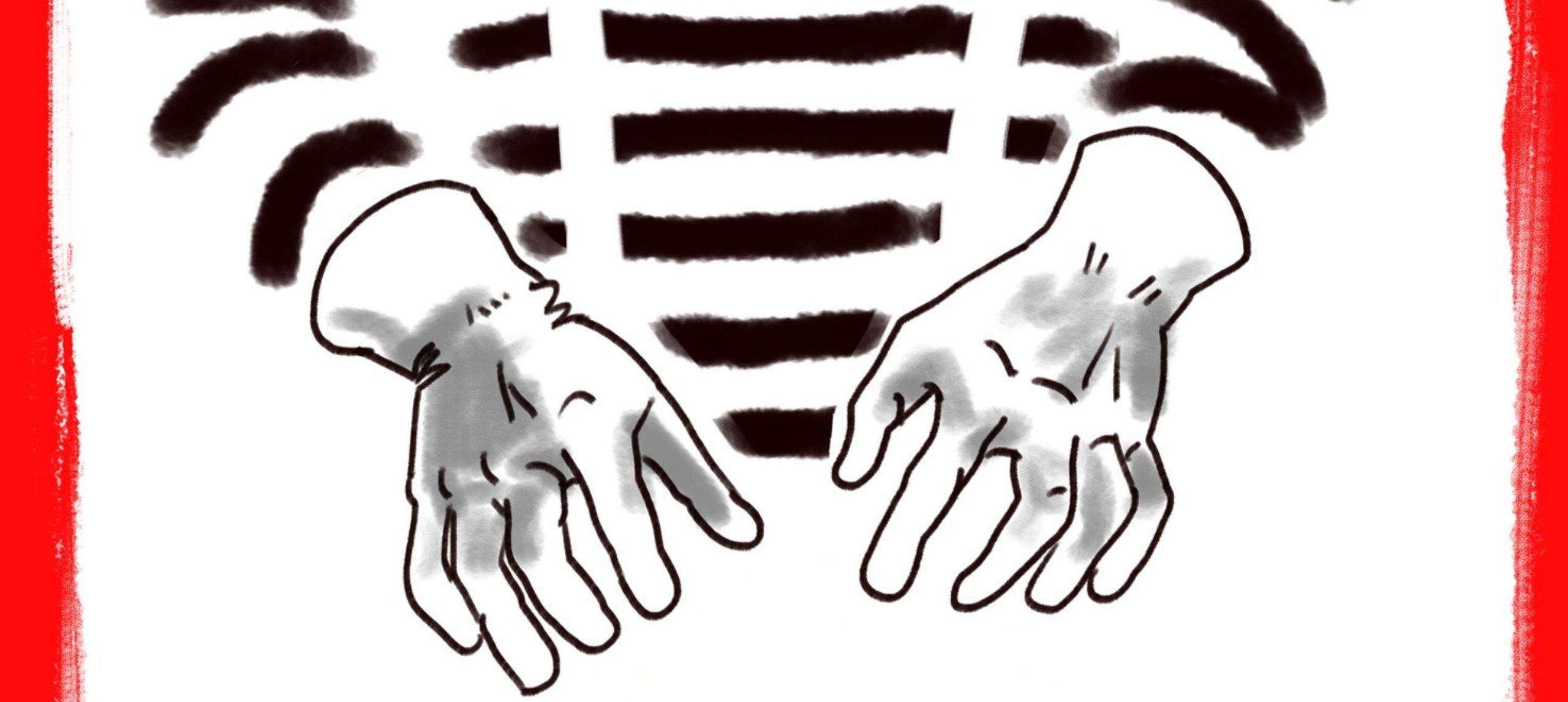 Mime hands in black and whire