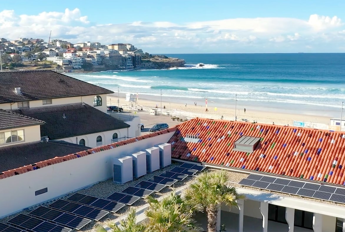 Bird eyes view of Bondi Pav courtyard and roof tiles